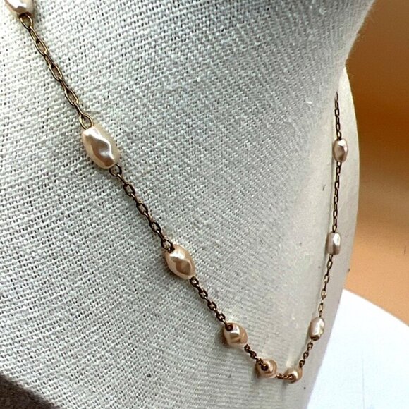 Barbie Freshwater Pearl Gold Tone Necklace. B78 - Picture 5 of 10